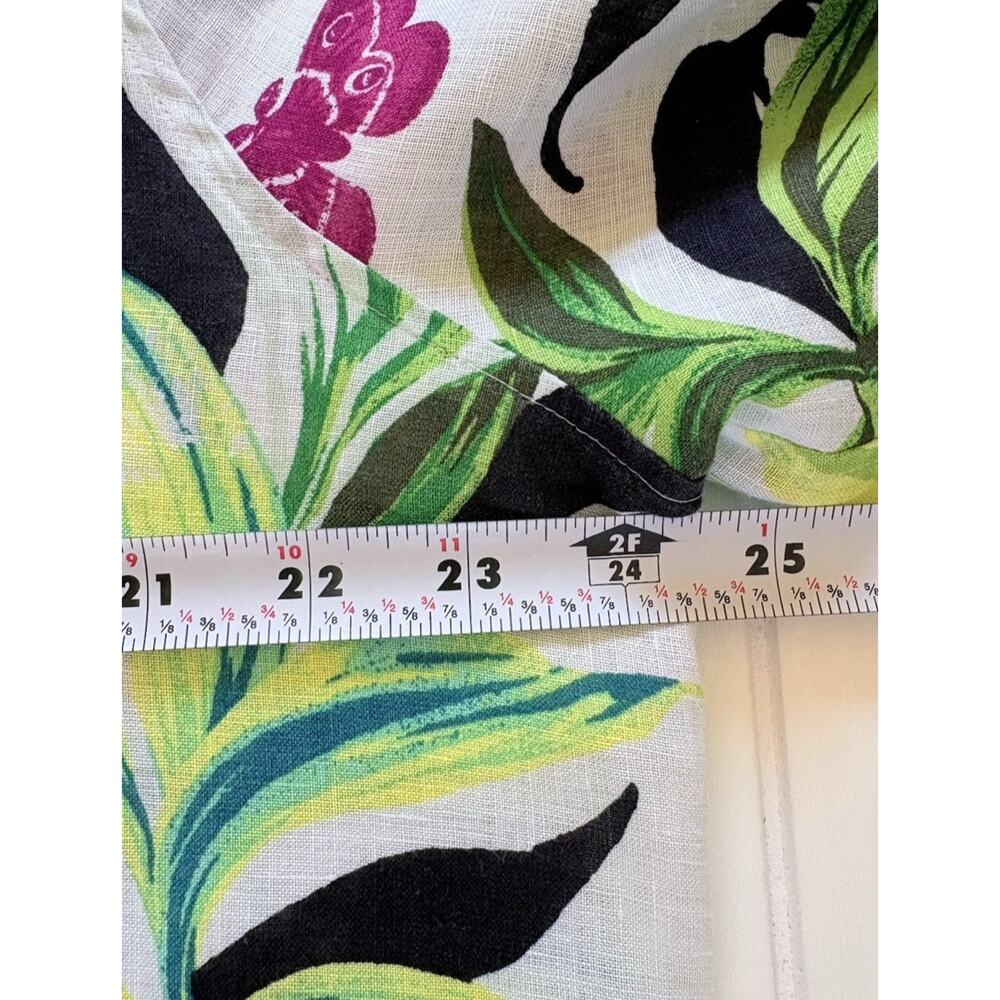 Chicos Linen Tropical Floral Button Up Blouse No Iron Size 16 (3) White Green - Picture 10 of 13